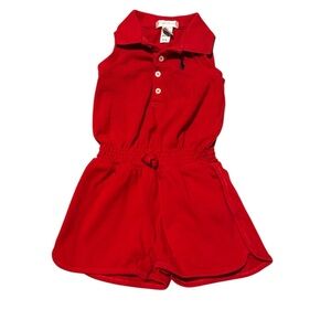 Ralph Lauren Red Cotton Collared Romper